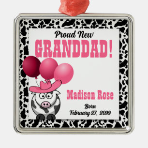 Ornement En Métal Nouveau grand-père d'une cowgirl en rose