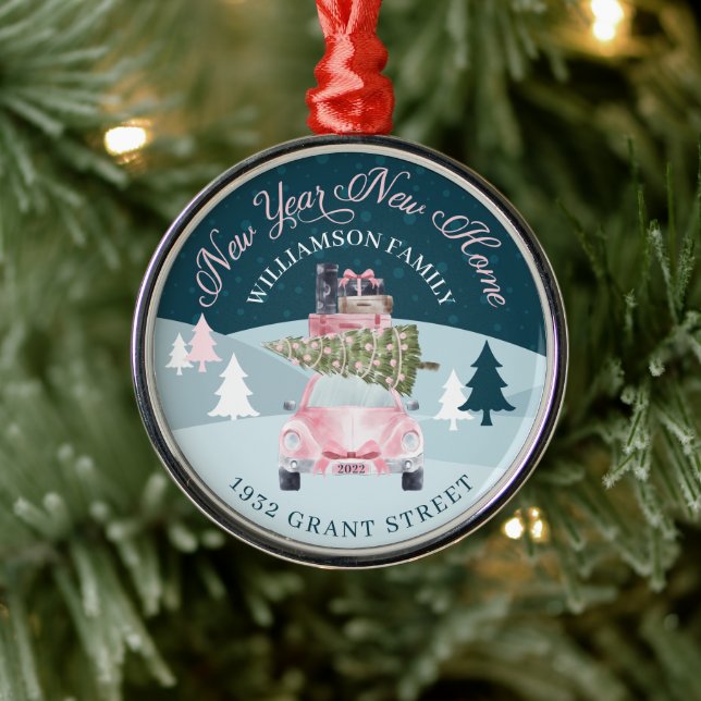 Ornement En Métal Nouvel An Nouveau Accueil Rose Retro Voiture Noël  (Arbre)
