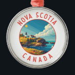Ornement En Métal Nouvelle-Écosse Canada Cercle en détresse rétro<br><div class="desc">Nouvelle-Écosse conception de déplacement vectoriel rétro. La Nouvelle-Écosse est presque entièrement entourée d'eau et compte plus de 13 000 km de côtes,  des milliers de lacs,  des vallées luxuriantes,  quatre sites du patrimoine mondial de l'UNESCO,  les marées et les baleines les plus élevées du monde !</div>