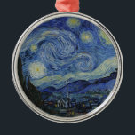 Ornement En Métal "Nuit étoilée" par Van Gogh<br><div class="desc">Ce design présente une reproduction en très haute résolution non altérée et non modifiée du célèbre tableau "Starry Night" de Van Gogh.</div>