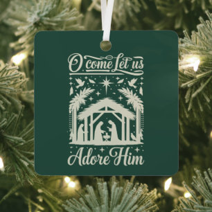 Ornement En Métal Ô venez adorons-Le Crèche de la Nativité Chrétien