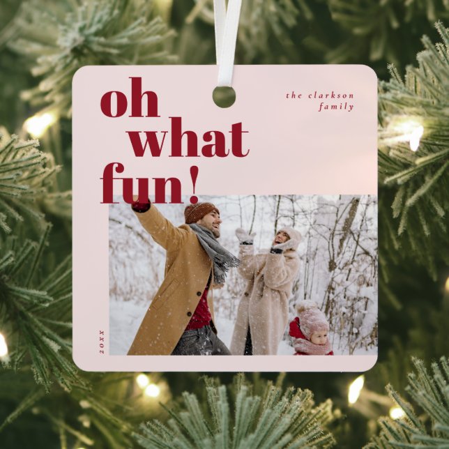 Ornement En Métal Oh What Fun Happy Holidays Sucre de canne Photo (Insitu)