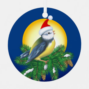 Ornement En Métal Oiseau à Santa Hat