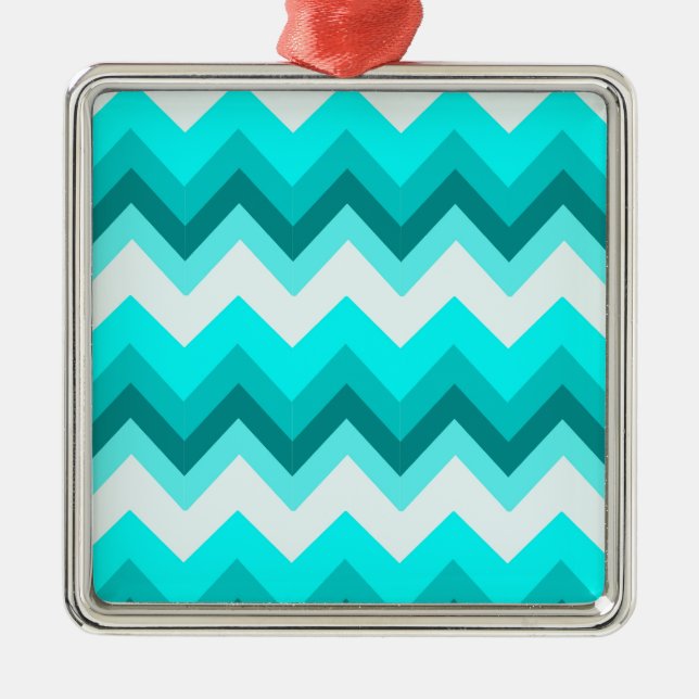 Ornement En Métal Ombre Girly Motif Turquoise Turquoise Chevron (Devant)