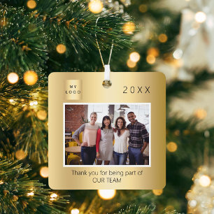 Ornement En Métal Or photo d'or merci Noël entreprise