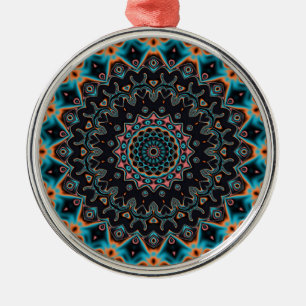Ornement En Métal Orange bleu Turquoise noir Mandala Boho Art