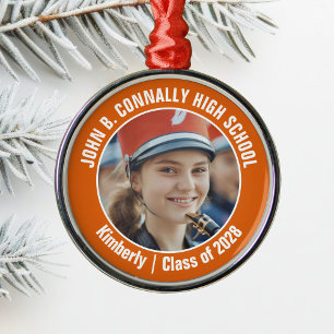 Ornement En Métal Orange Marching Band Photo Lycée Noël