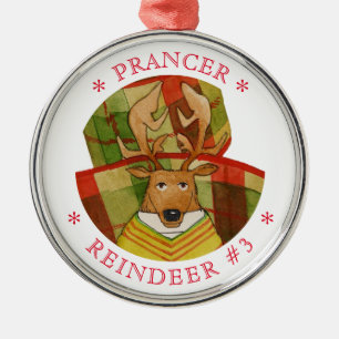 Ornement En Métal ORDINATEUR Ronde Premium PRANCER REINDEER