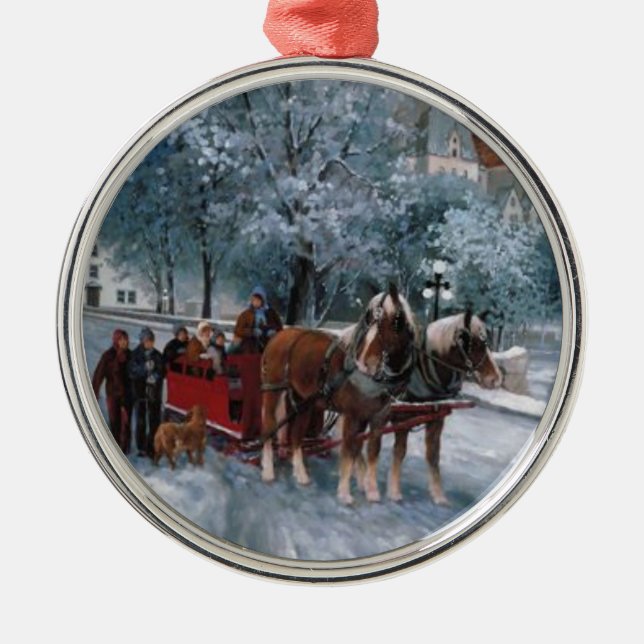 Ornement En Métal Ornament de Noël - Amoureux du cheval (Devant)