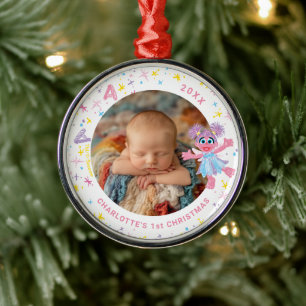 Ornement En Métal Ornement Métal Photo du 1er Noël de Bébé Abby Cada