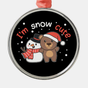 Ornement En Métal Ours Je suis Snow mignonne Snowman Pun de neige en