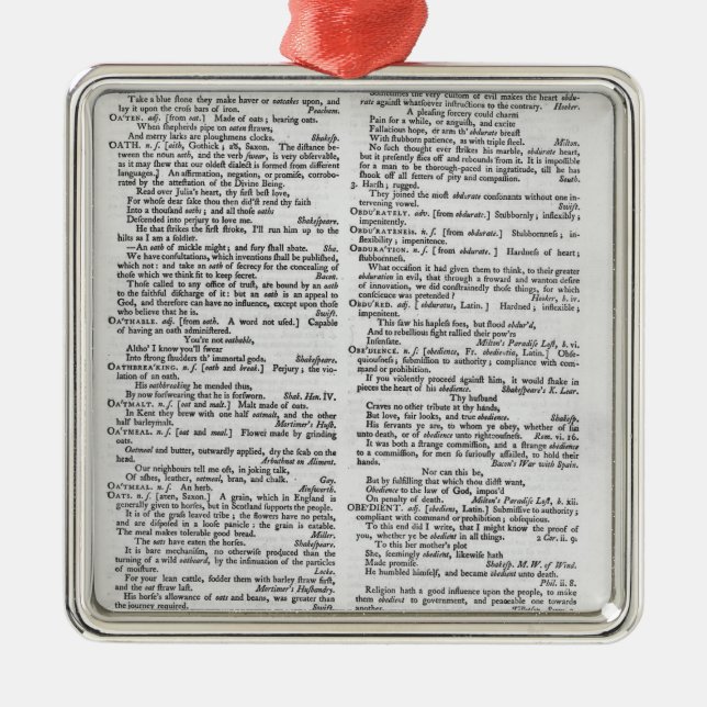 Ornement En Métal Page d'un dictionnaire (Devant)
