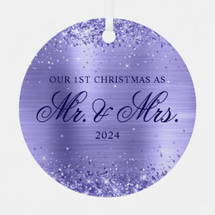 Ornement En Métal Paillettes de Periwinkle pour notre 1er Noël