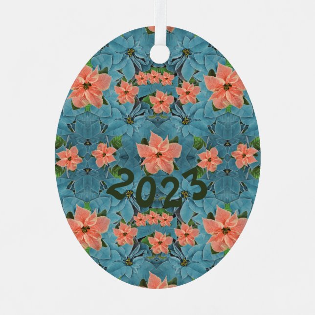 Ornement En Métal Painé Soft Pastel Poinsettia vacances (Recto)