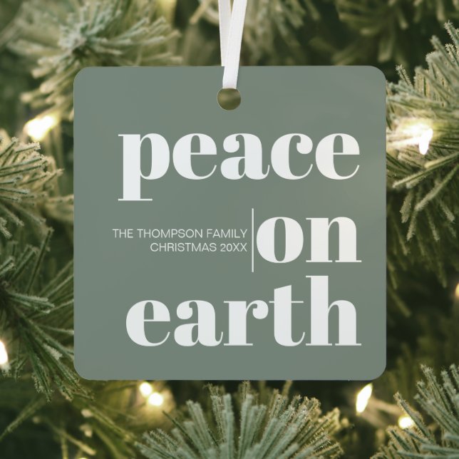 Ornement En Métal Paix personnalisée sur Terre Noël Photo moderne (Insitu)