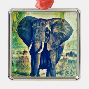 Ornement En Métal Palmiers éléphants