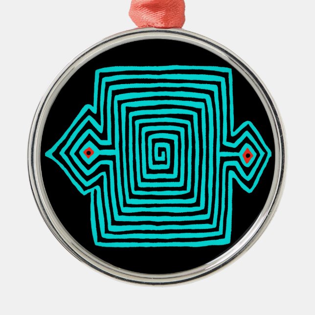 Ornement En Métal Panama Mola Tortoise - Noir bleu (Devant)