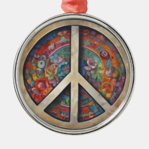 Ornement En Métal Panneau de Paix Pop Art