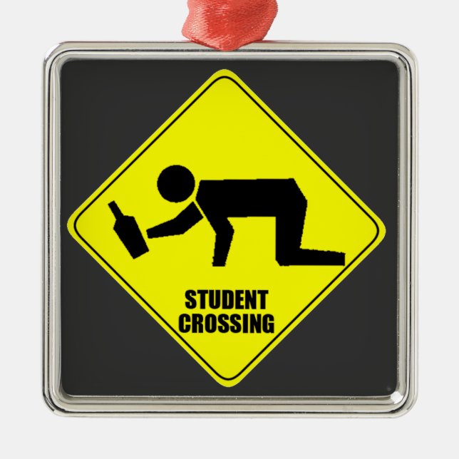 Ornement En Métal Panneau routier drôle - croisement bu d'étudiant (Devant)