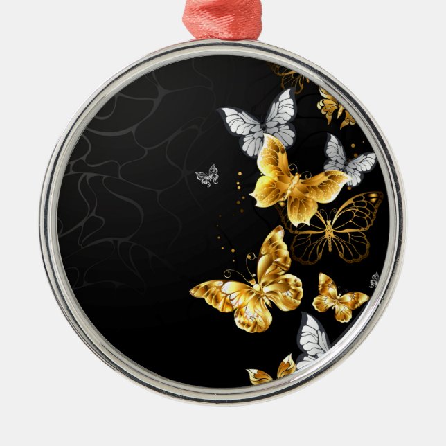 Ornement En Métal Papillons blancs et dorés (Devant)