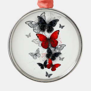 Ornement En Métal Papillons noirs et rouges volants