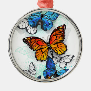 Ornement En Métal Papillons volants Morpho et Monarch