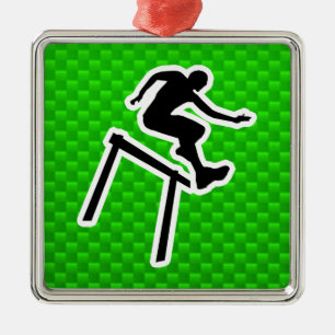 Ornement En Métal Participant à une course d'obstacles vert