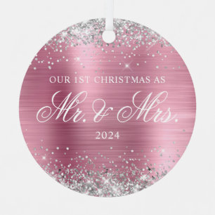 Ornement En Métal Parties scintillant d'argent Clair Pink Poil Notre