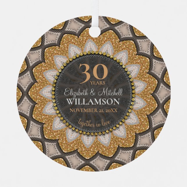 Ornement En Métal Parties scintillant d'or tournesol Geo-Mandala Ann (Recto)