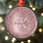 Ornement En Métal Parties scintillant en métal brossé rose pâle Nom<br><div class="desc">Personnalisez facilement ce design tendance et chic de décoration de Noël avec une jolie parties scintillant brillante rose vif sur un arrière - plan métallique brossé rose vif.</div>