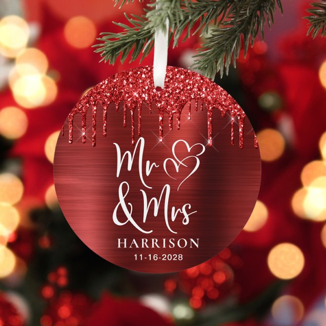 Ornement En Métal Parties scintillant rouge de Noël nouvellement mar (Créateur téléchargé)