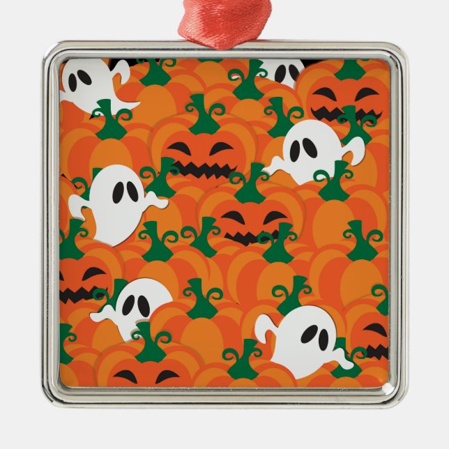 Ornement En Métal Patch Citrouille Haunted Halloween Ghosts (Devant)