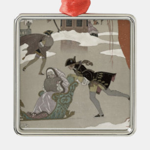 Ornement En Métal Patinage de glace sur le lac congelé, illustration