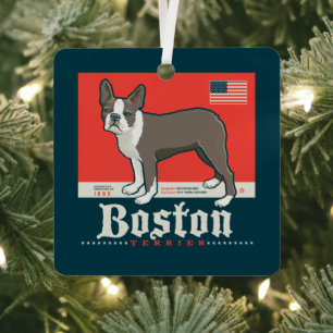 Ornement En Métal Patriotique   Boston Terrier