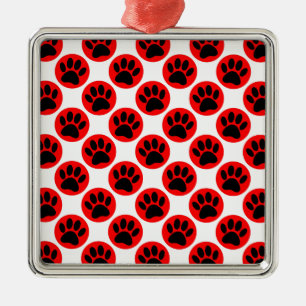 Ornement En Métal Patrouilles De Chien Noir En Pois Rouge