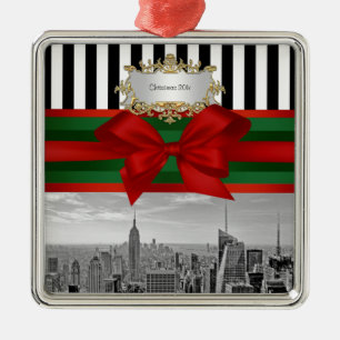 Ornement En Métal Paysage urbain de NYC Empire St Bldg Xmas Blk Wht
