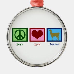 Ornement En Métal Peace Love Llamas