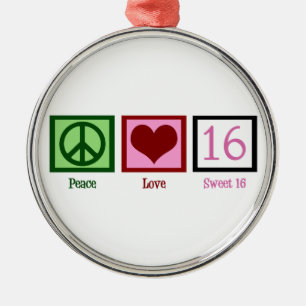 Ornement En Métal Peace Love Sweet 16