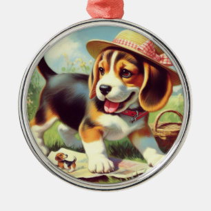 Ornement En Métal Peinture Beagle sur chiot