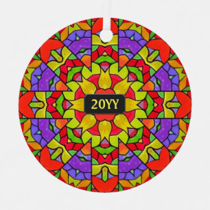 Ornement En Métal Peinture en verre de l'église moderne avec année