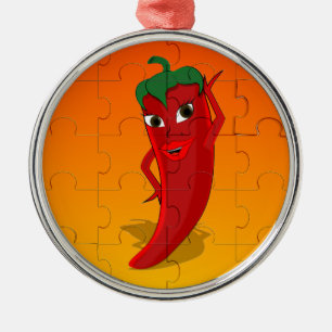 Ornement En Métal Pepper Rouge Diva Puzzle