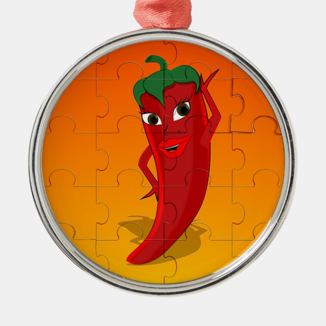 Ornement En Métal Pepper Rouge Diva Puzzle (Devant)