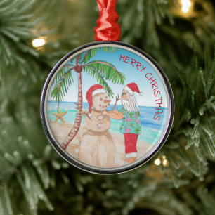 Ornement En Métal Père Noël bâtiment Sandy Snowman Noël Snowbird