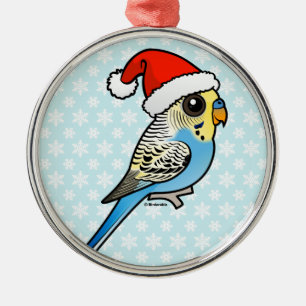 Ornement En Métal Père Noël bleu et jaune Budgie