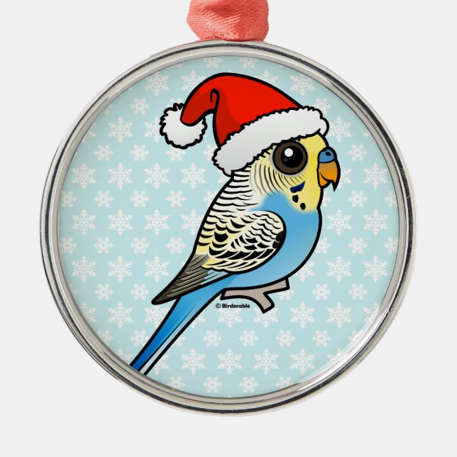 Ornement En Métal Père Noël bleu et jaune Budgie (Devant)