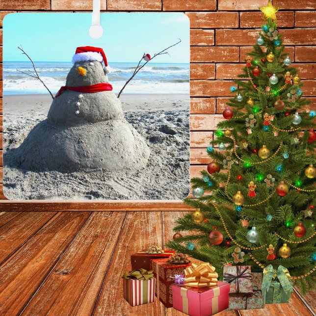 Ornement En Métal Père Noël de plage personnalisée "Snowman" (Créateur téléchargé)