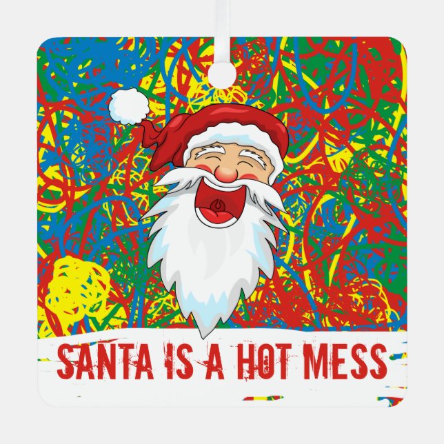 Ornement En Métal Père Noël Hot Mess Red Blue Green Yellow Wild Scri (Recto)