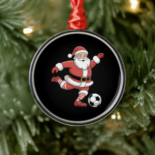 Ornement En Métal Père Noël Joue au Football Noël Sports