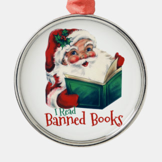 Ornement En Métal Père Noël Lit Les Livres Interdits