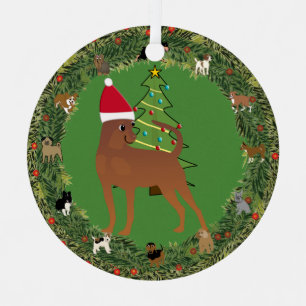 Ornement En Métal Père Noël Miniature Pinscher